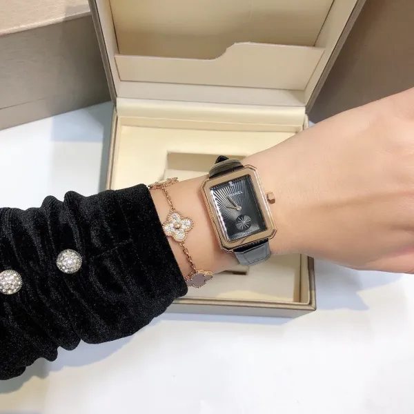 Chanel Première Rectangular Silver Dial Black Leather Watch Watches - 30