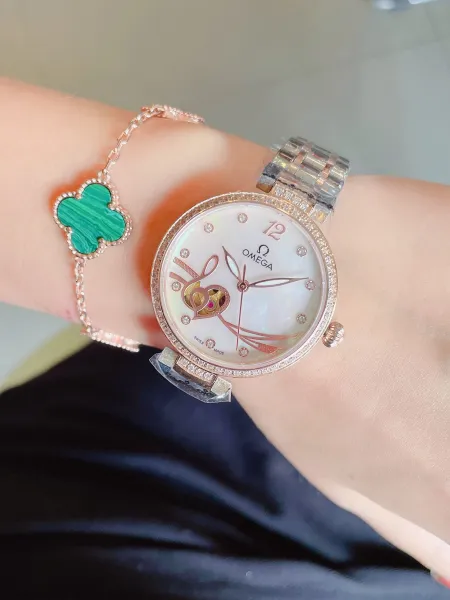Omega Trésor Automatic Mother-of-Pearl Dial Diamond Bezel Women's Watch Watches - 14