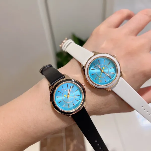 Dior La D de Dior White Strap Black Dial Quartz Watch Watches - 12