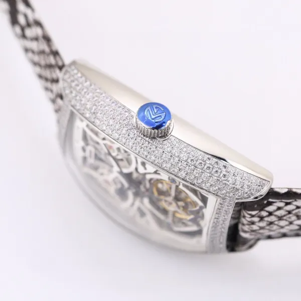 Franck Muller Cintrée Curvex Tourbillon Diamond-Set White Gold Watch with Python Strap Watches - 5