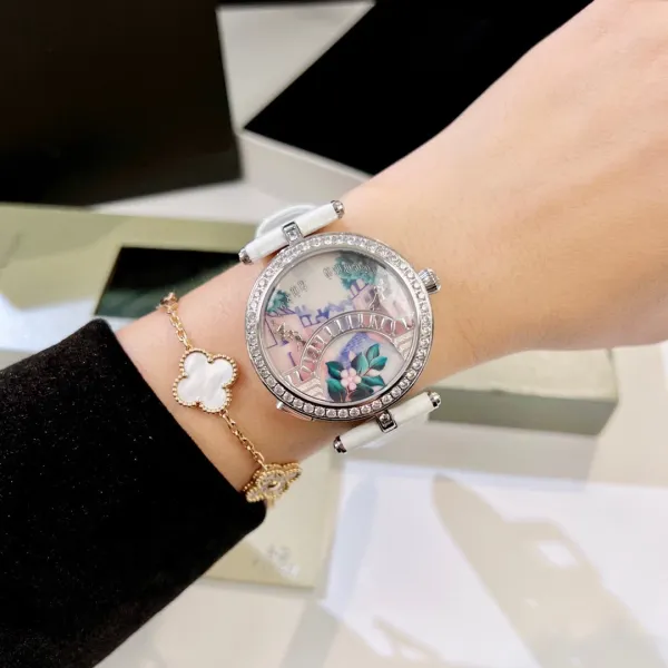 Van Cleef & Arpels Poetic Complications Lady Arpels Heures Florales Watch Navy Blue Leather Watches - 16