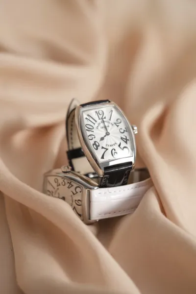 Franck Muller Curvex White Leather Strap Mechanical Watch Watches - 5
