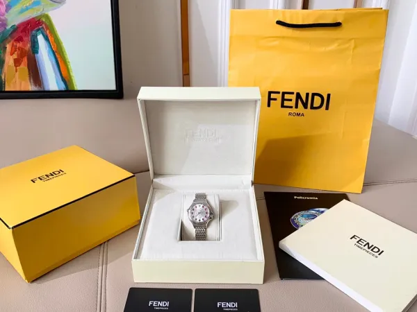 Fendi My Way 28mm Silver Dial with Ruby and Diamond Accents Quartz Watch Watches - 11