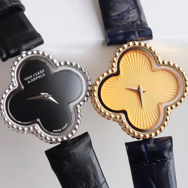 Van Cleef & Arpels Alhambra Yellow Gold Dial Watch with Navy Leather Strap Watches - 26