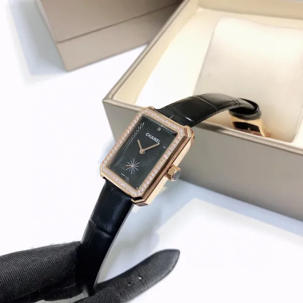 Chanel Première Rectangular Silver Dial Black Leather Watch Watches - 11
