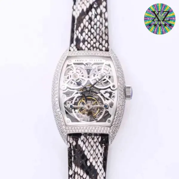 Franck Muller Cintrée Curvex Tourbillon Diamond-Set White Gold Watch with Python Strap Watches - 2