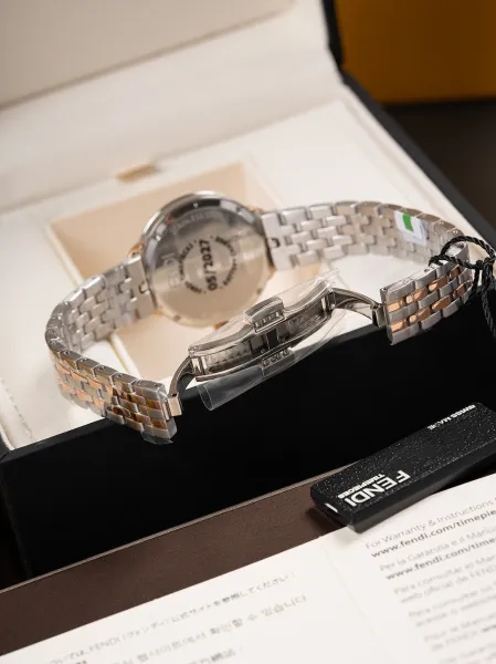 Fendi FF Logo Chronograph Rose Gold and Silver Watch Watches - 12