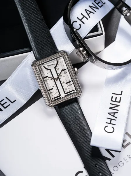 Chanel Mademoiselle Privé Watch Black and Gold Quartz Watch with Leather Strap Watches - 15