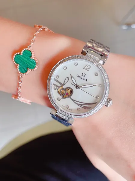 Omega Trésor Automatic Mother-of-Pearl Dial Diamond Bezel Women's Watch Watches - 7