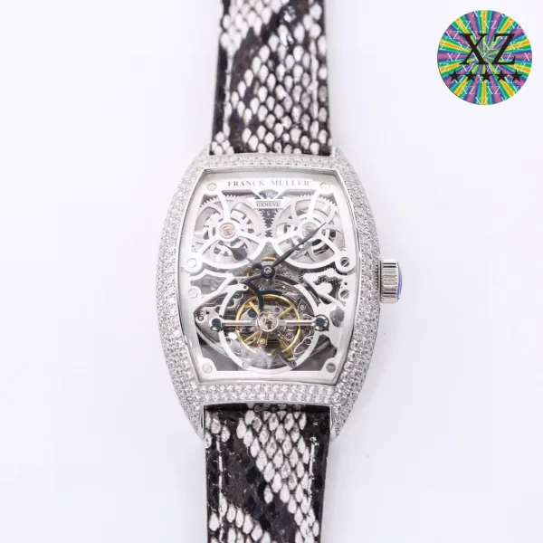 Franck Muller Cintrée Curvex Tourbillon Diamond-Set White Gold Watch with Python Strap Watches - 11