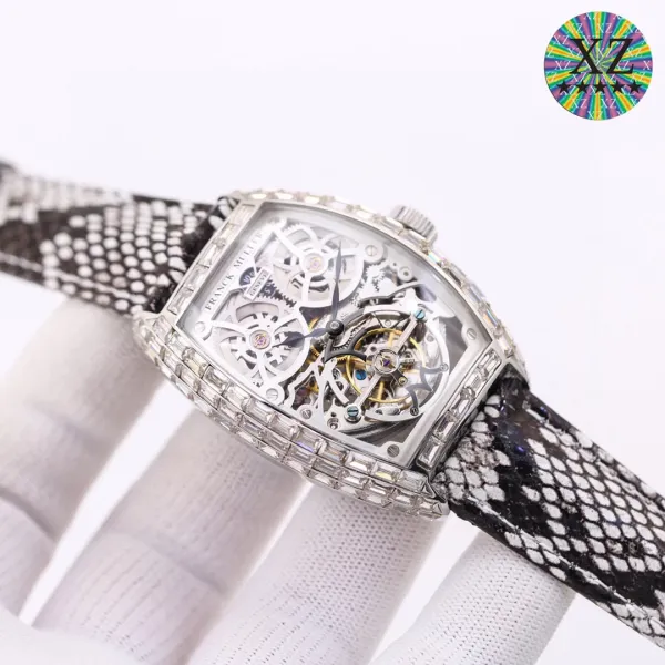 Franck Muller Cintrée Curvex Tourbillon Diamond-Set White Gold Watch with Python Strap Watches - 4