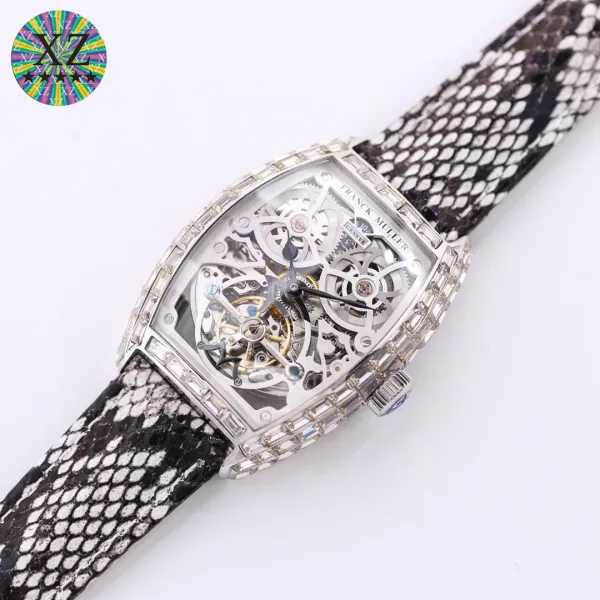 Franck Muller Cintrée Curvex Tourbillon Diamond-Set White Gold Watch with Python Strap Watches - 3