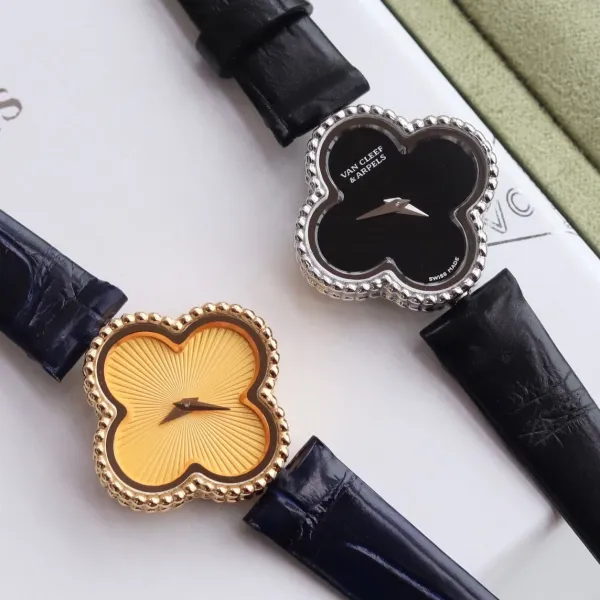 Van Cleef & Arpels Alhambra Yellow Gold Dial Watch with Navy Leather Strap Watches - 25