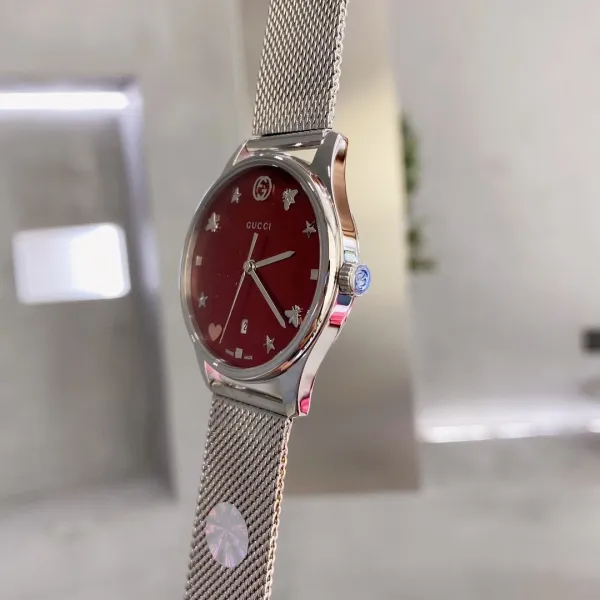 Gucci G-Timeless Red Dial Mesh Strap Watch Watches - 5