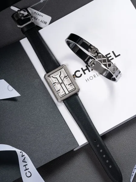 Chanel Mademoiselle Privé Watch Black and Gold Quartz Watch with Leather Strap Watches - 16