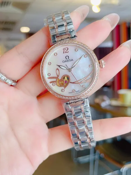 Omega Trésor Automatic Mother-of-Pearl Dial Diamond Bezel Women's Watch Watches - 10