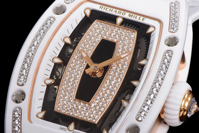 Richard Mille Watches Diamond-Set Tonneau Watch with White Strap product detail image 42