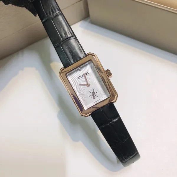 Chanel Première Rectangular Silver Dial Black Leather Watch Watches - 27