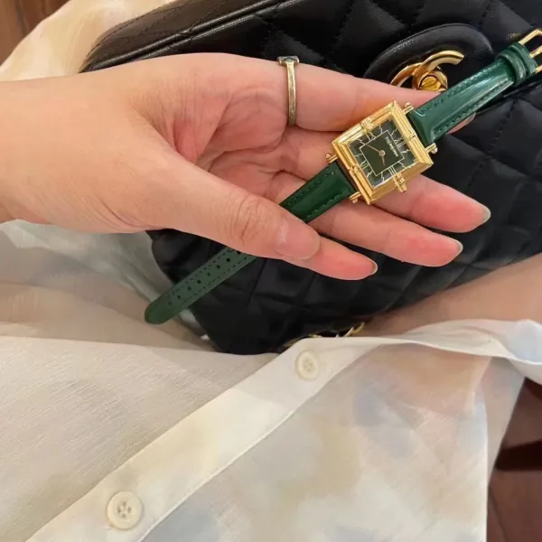 Chanel Première Green Leather Watch with Gold-Tone Case Watches - 9