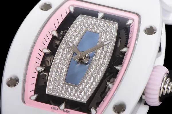 Richard Mille RM 07-01 White Ceramic Pink Diamond Dial Watch Watches - 4