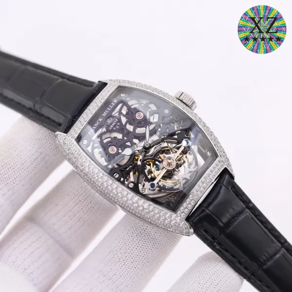Franck Muller Cintrée Curvex Tourbillon Diamond-Set White Gold Watch with Python Strap Watches - 15