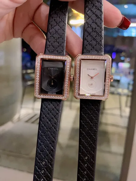 Chanel Boyfriend Watch White Dial and Black Dial with Diamond Bezel and Quilted Leather Strap Watches - 40