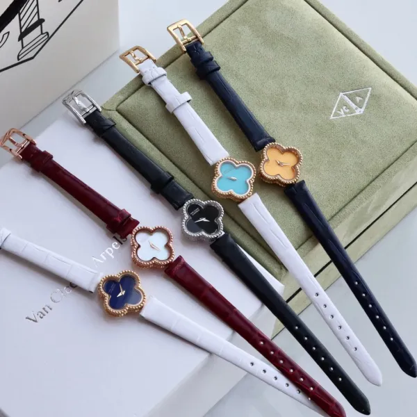 Van Cleef & Arpels Alhambra Yellow Gold Dial Watch with Navy Leather Strap Watches - 22