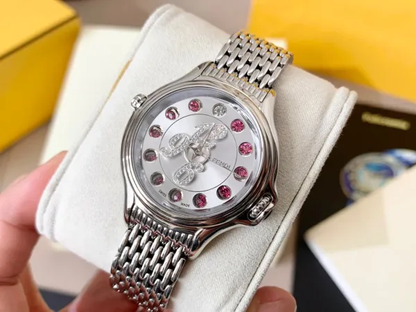 Fendi My Way 28mm Silver Dial with Ruby and Diamond Accents Quartz Watch Watches - 14