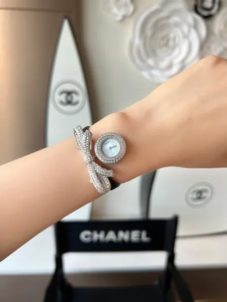 Chanel Premiere Bow Watch Black Dial Diamond-Encrusted Silver-Tone Watch Watches - 3