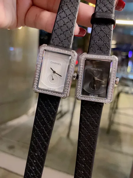 Chanel Boyfriend Watch White Dial and Black Dial with Diamond Bezel and Quilted Leather Strap Watches - 36
