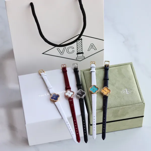 Van Cleef & Arpels Alhambra Yellow Gold Dial Watch with Navy Leather Strap Watches - 19