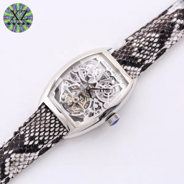 Franck Muller Cintrée Curvex Tourbillon Diamond-Set White Gold Watch with Python Strap Watches - 9