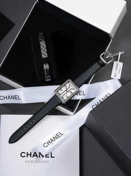 Chanel Mademoiselle Privé Watch Black and Gold Quartz Watch with Leather Strap Watches - 14