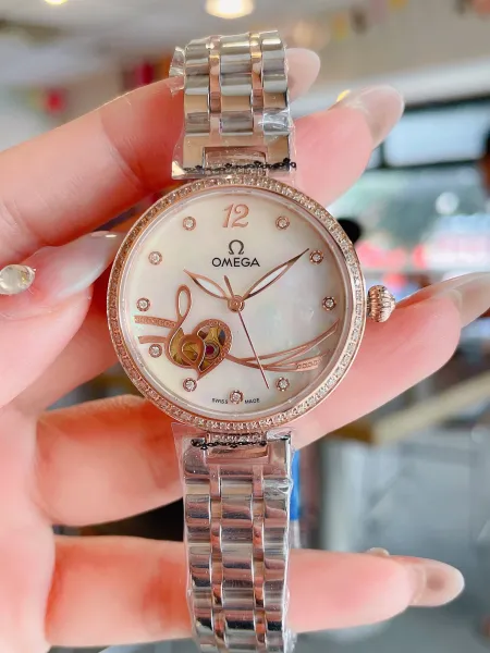 Omega Trésor Automatic Mother-of-Pearl Dial Diamond Bezel Women's Watch Watches - 9
