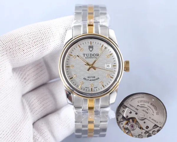 Design Tudor Geneve Classic Silver Dial Diamond Hour Markers Mechanical Watch Watches - 13