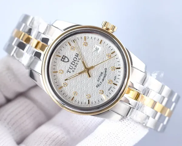 Design Tudor Geneve Classic Silver Dial Diamond Hour Markers Mechanical Watch Watches - 14
