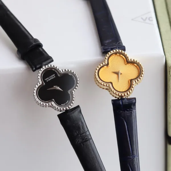 Van Cleef & Arpels Alhambra Yellow Gold Dial Watch with Navy Leather Strap Watches - 27
