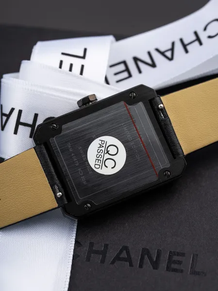 Chanel Mademoiselle Privé Watch Black and Gold Quartz Watch with Leather Strap Watches - 39