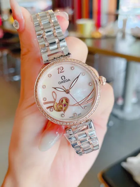 Omega Trésor Automatic Mother-of-Pearl Dial Diamond Bezel Women's Watch Watches - 11