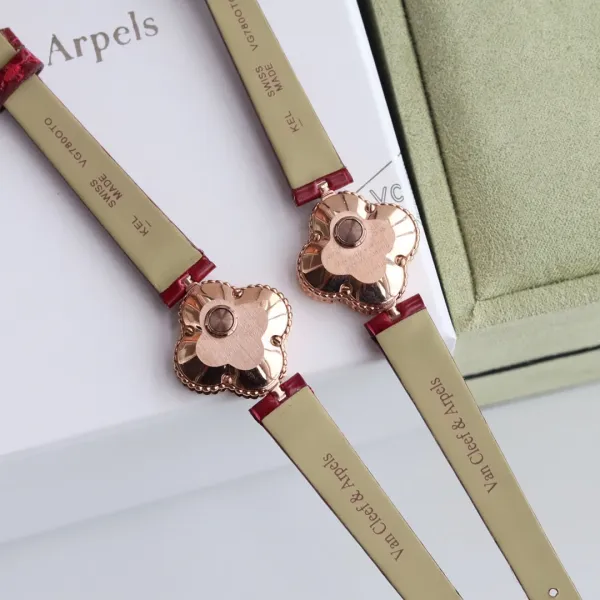 Van Cleef & Arpels Alhambra Yellow Gold Dial Watch with Navy Leather Strap Watches - 8
