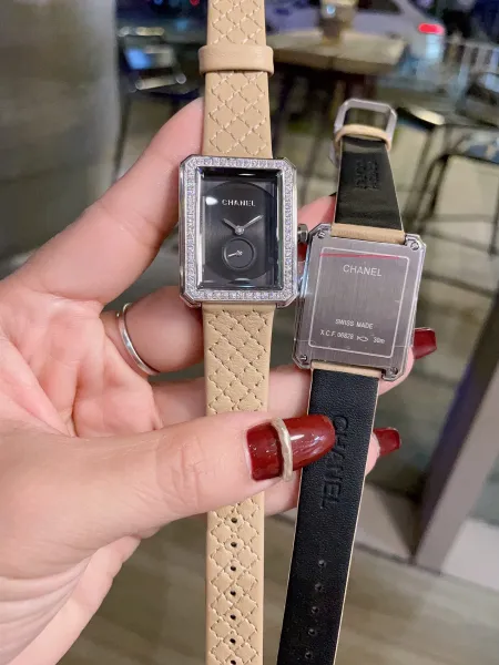 Chanel Boyfriend Watch White Dial and Black Dial with Diamond Bezel and Quilted Leather Strap Watches - 28
