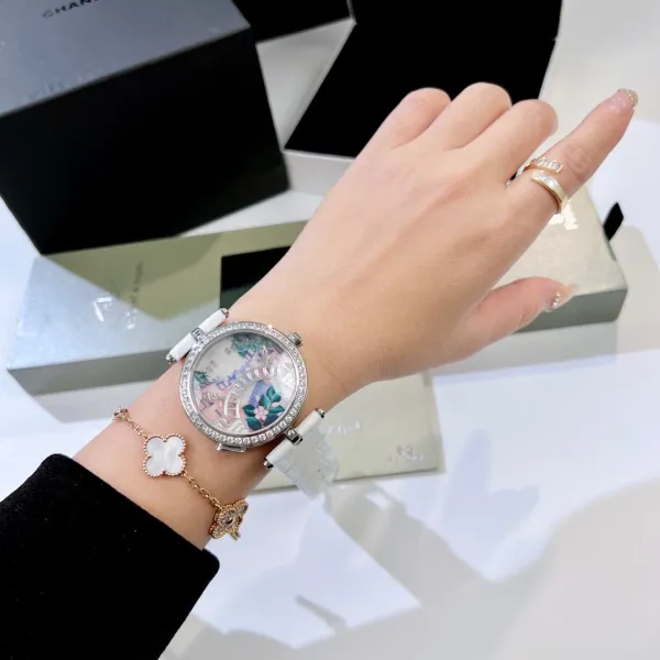 Van Cleef & Arpels Poetic Complications Lady Arpels Heures Florales Watch Navy Blue Leather Watches - 14