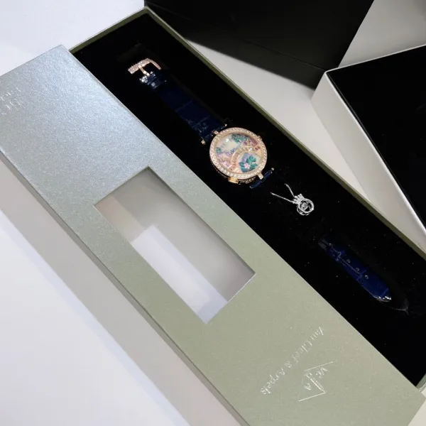 Van Cleef & Arpels Poetic Complications Lady Arpels Heures Florales Watch Navy Blue Leather Watches - 25