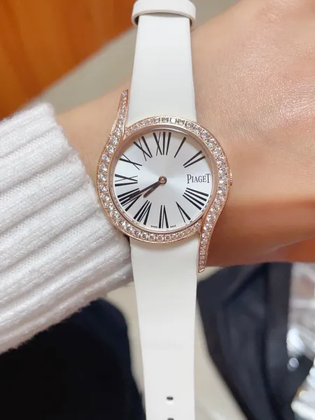 Design Piaget Limelight Gala Rose Gold Diamond-Set Black Leather Watch Watches - 82