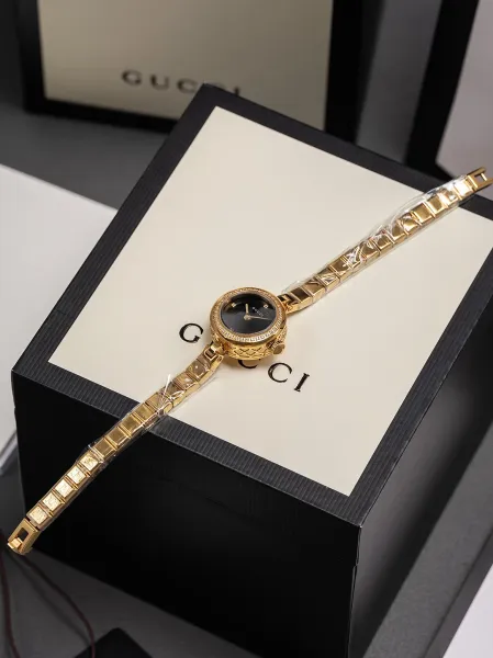 Gucci G-Timeless Mini Black Dial Gold-Tone Diamond-Set Watch Watches - 32
