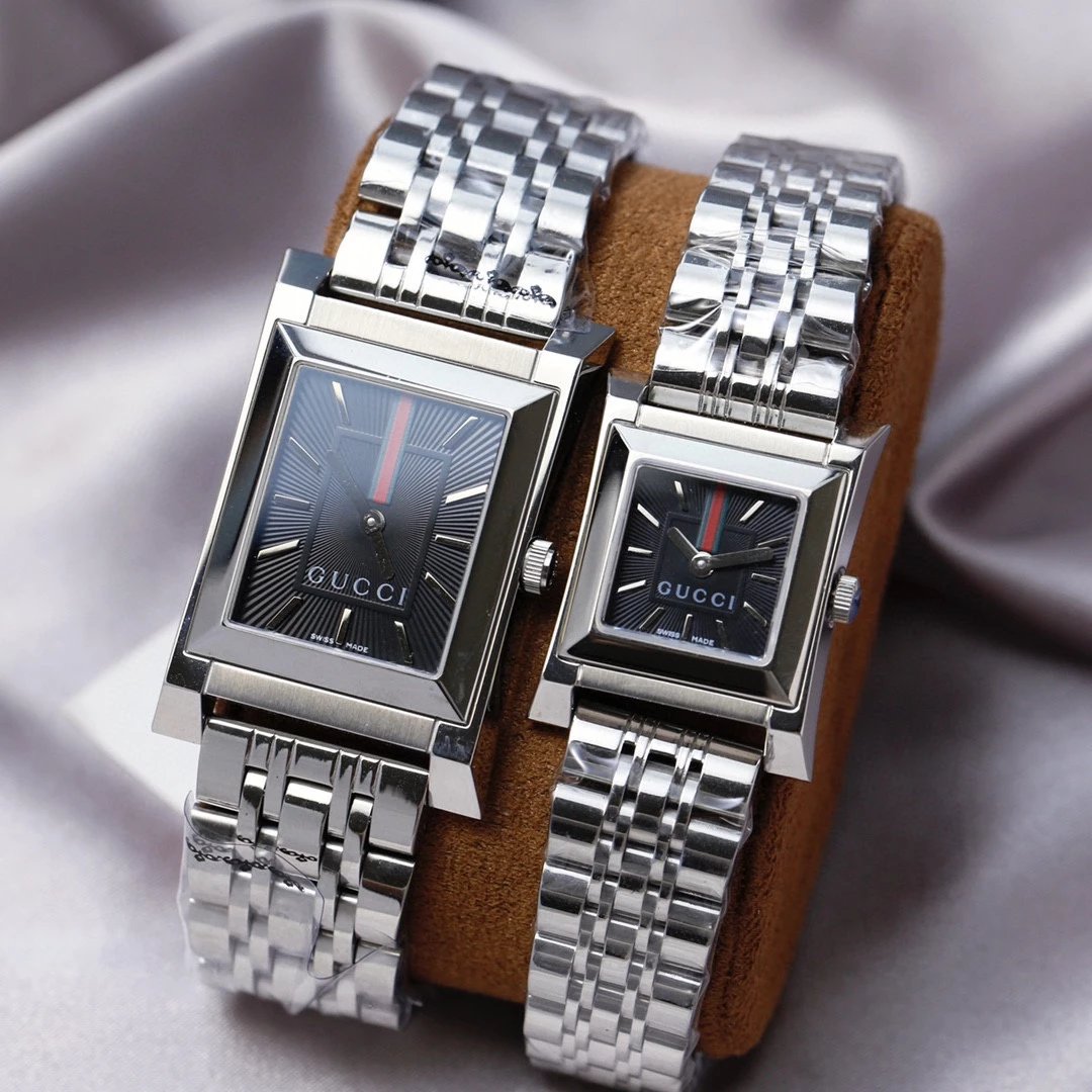 Gucci G-Timeless Square Watch Silver Black Diamond-Encrusted Quartz Watch Watches - 8