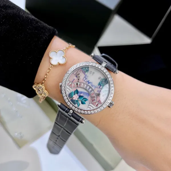 Van Cleef & Arpels Poetic Complications Lady Arpels Heures Florales Watch Navy Blue Leather Watches - 18