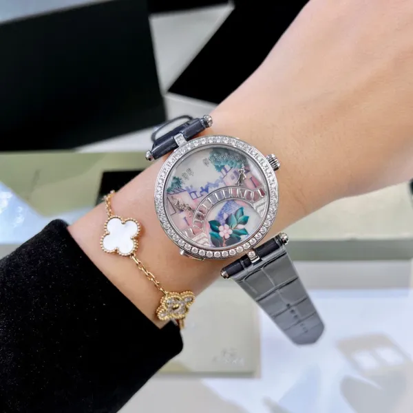 Van Cleef & Arpels Poetic Complications Lady Arpels Heures Florales Watch Navy Blue Leather Watches - 17