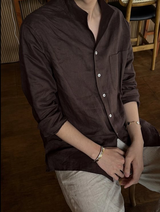 【In Stock】Linen Shirt in French Rain-Washed Linen by Lp