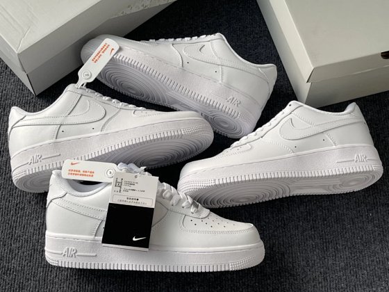 Air Force 1 Classic White Shoes - Value Version, Split Leather, Built-in Air Cushion, Unisex Low-Top Sneakers